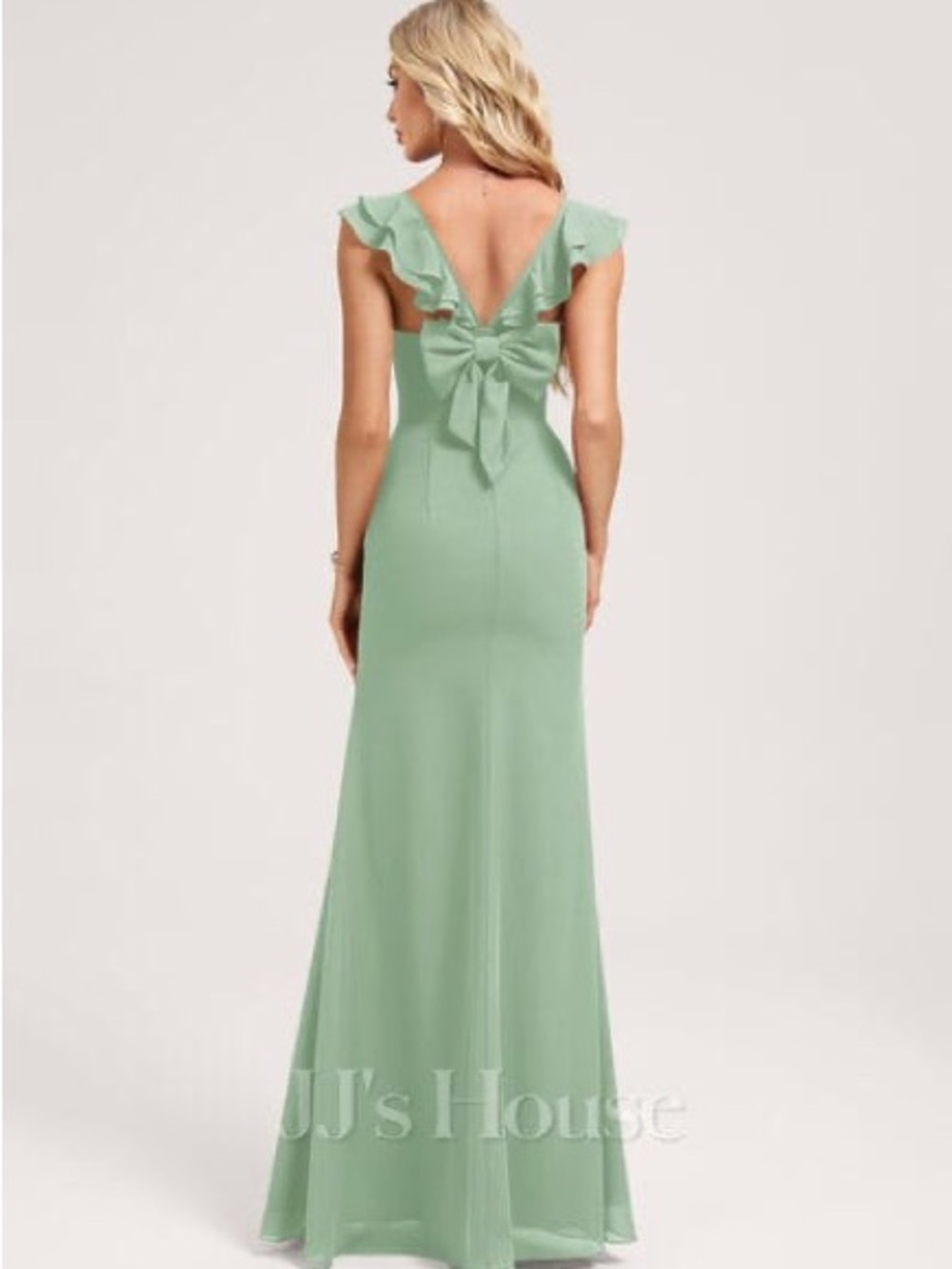 Sage Green Ruffle Bow Midi Dress